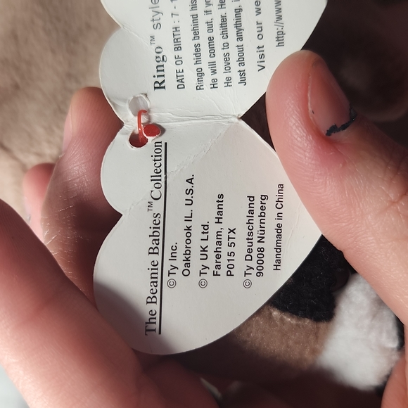 🕸Vintage Ty Beanie Baby Original Ringo the Raccoon 1995 P.V.C. Pellets - Picture 10 of 11